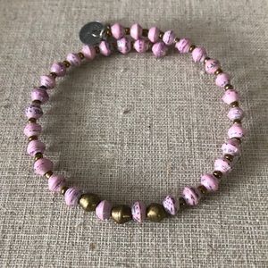 Bead for Life Light Pink/Bronze Boho Wrap Bangle